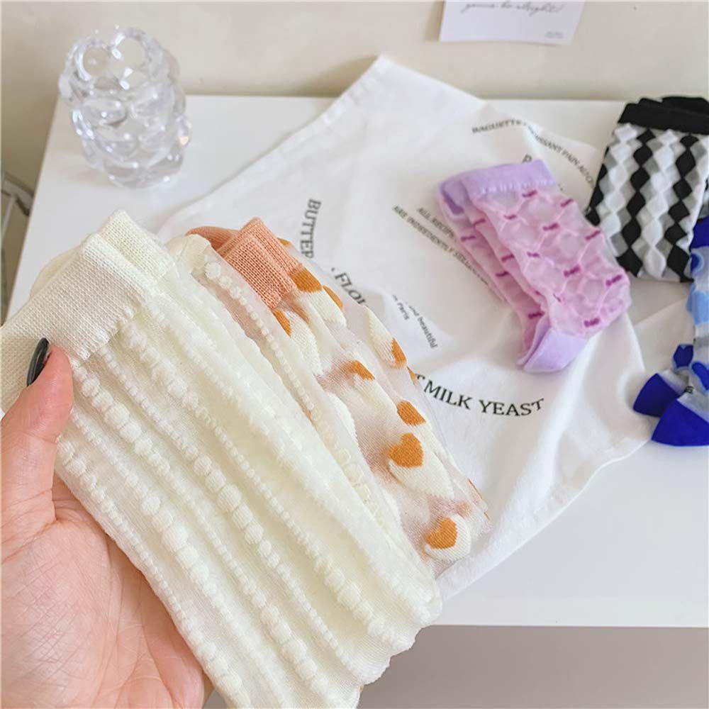 FORBETTER Vớ Lụa Mỏng Trong Suốt Kẻ Sọc Dọc Mới Lạ Phong Cách Hàn Quốc