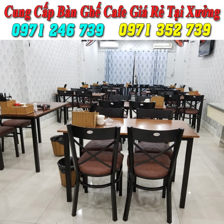 Ghế sắt cafe mặt gỗ giá rẻ