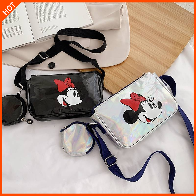 Mickey Mouse Sling Túi Hàn Quốc Túi Messenger Chống Nước 2 Trong 1 Túi Đeo Chéo Thời Trang Túi Đeo Vai Đơn