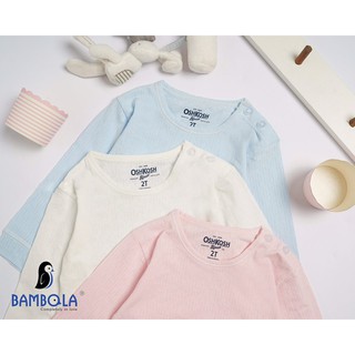 Bộ dài tay cài vai cotton cao cấp BAMBOLA họa tiết vân chìm cho bé từ 1Y đến 3Y