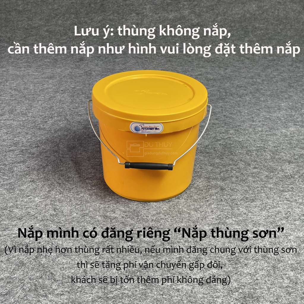 Xô nhựa tròn kiểu thùng sơn, 4 kích cỡ, dùng đựng nước đựng gạo, nhựa PP màu trắng, vàng, xanh dương (Không Nắp)