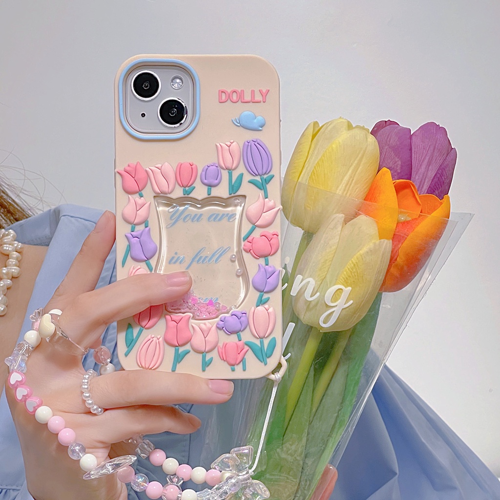 Ốp Điện Thoại Silicon Họa Tiết Hoa Tulip Cho iphone 6 6s 7 8 plus X XR XS 11 12 13 Pro max
