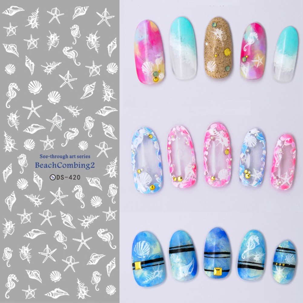 Miếng Dán Trang Trí Móng Tay Chống Nước Hình Vỏ Sò Sao Biển DIY