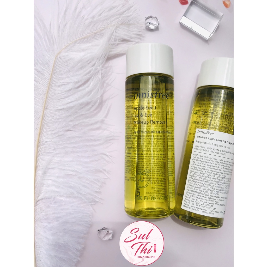 TẨY TRANG TÁO MẮT MÔI INNISFREE APPLE SEED LIP & EYE MAKEUP REMOVER 100ml
