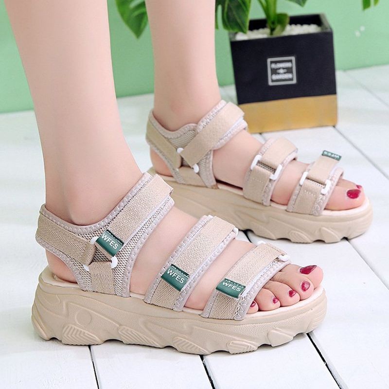 Sandal Nữ 2 Quai Đế 4cm Dép Quai Hậu Học Sinh 2021