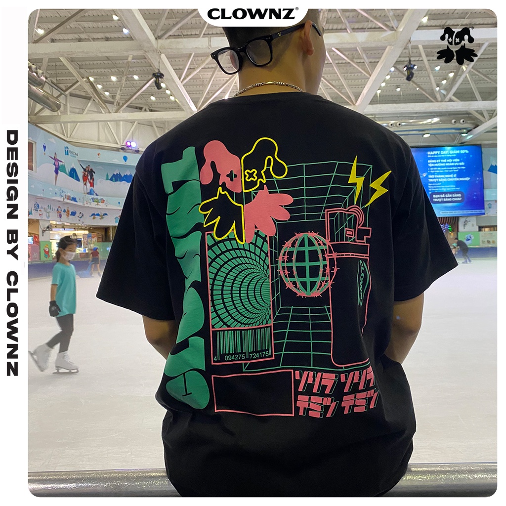 [FULLTAG CHÍNH HÃNG] Áo thun tay lỡ unisex Clownz Digital World T-Shirt form rộng, chất cotton