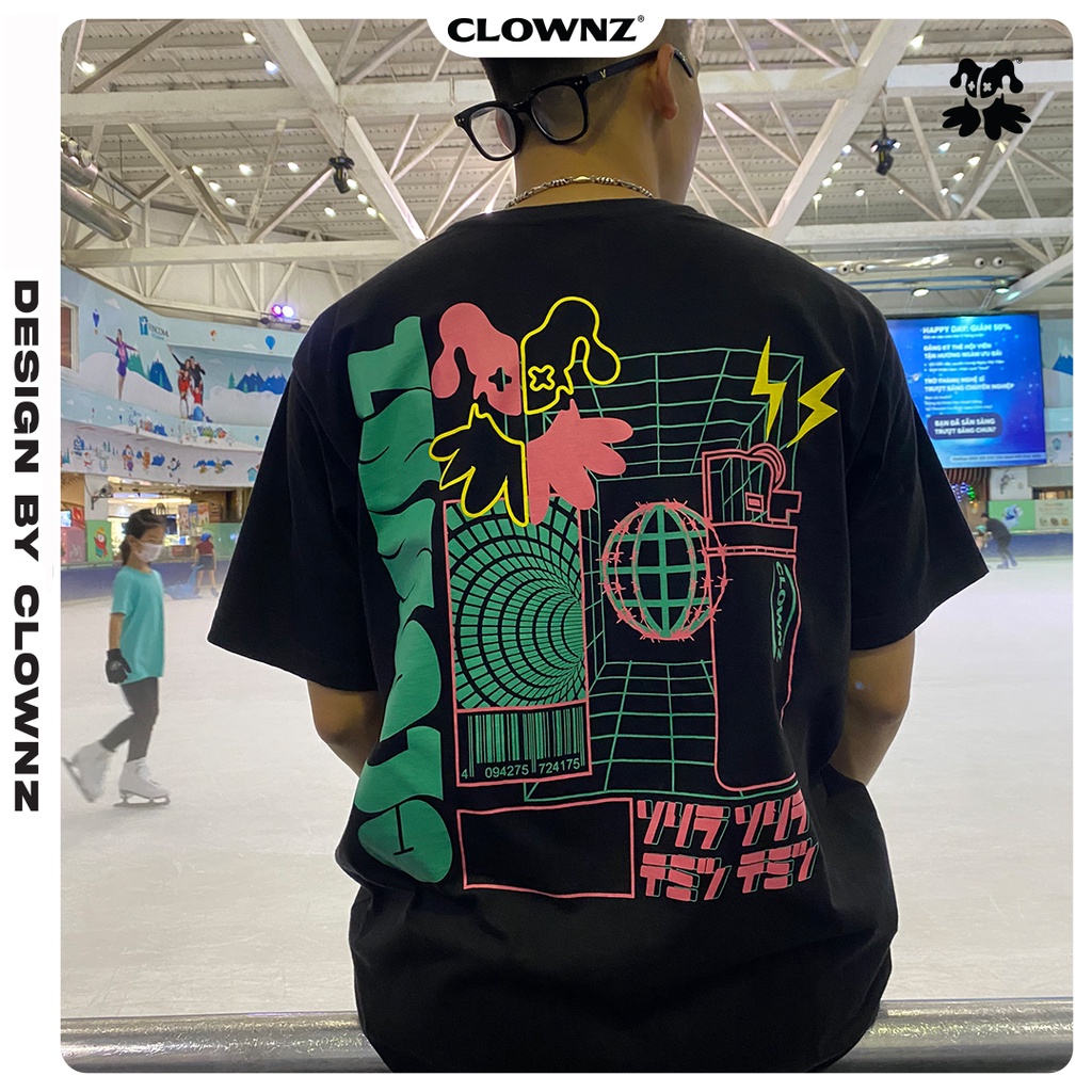 Áo thun tay lỡ local brand Clownz Digital World unisex form rộng, chất cotton