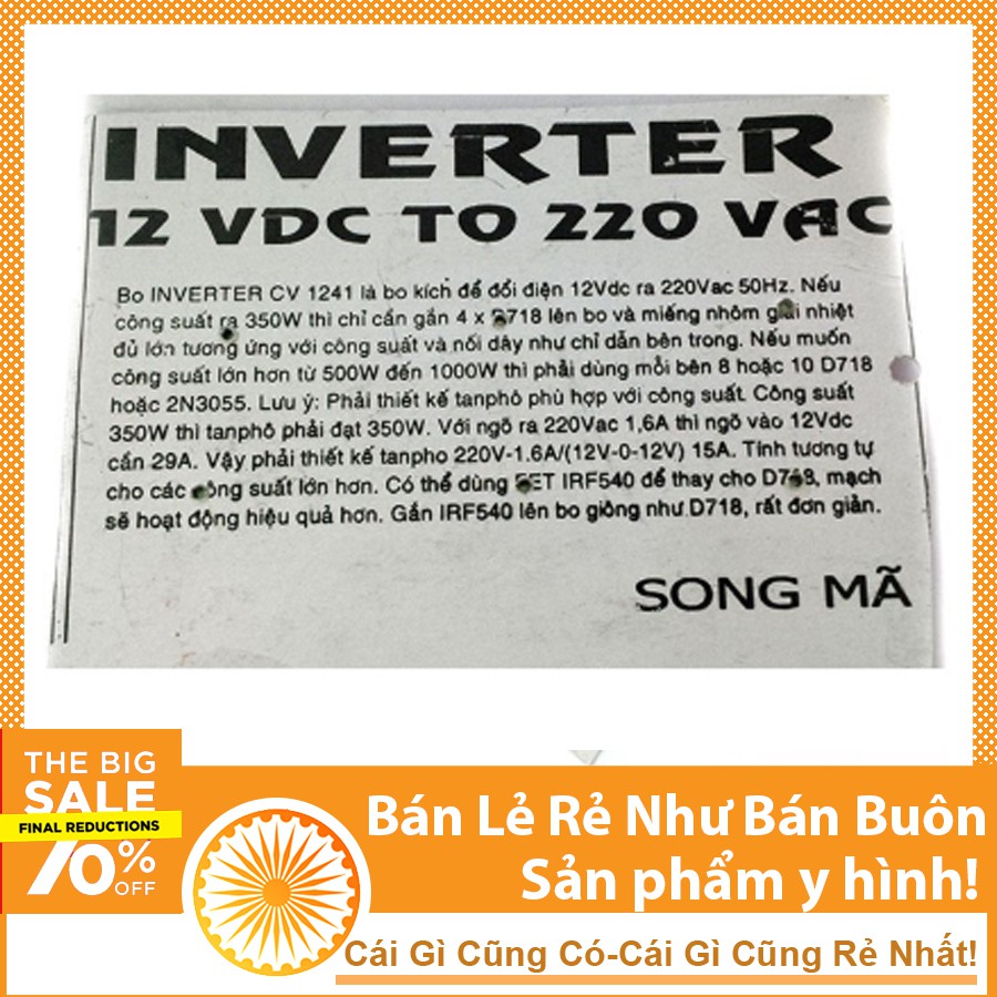 Mạch Tăng Áp Inverter 12VDC TO 220VAC CV1241 ( Đỏ )