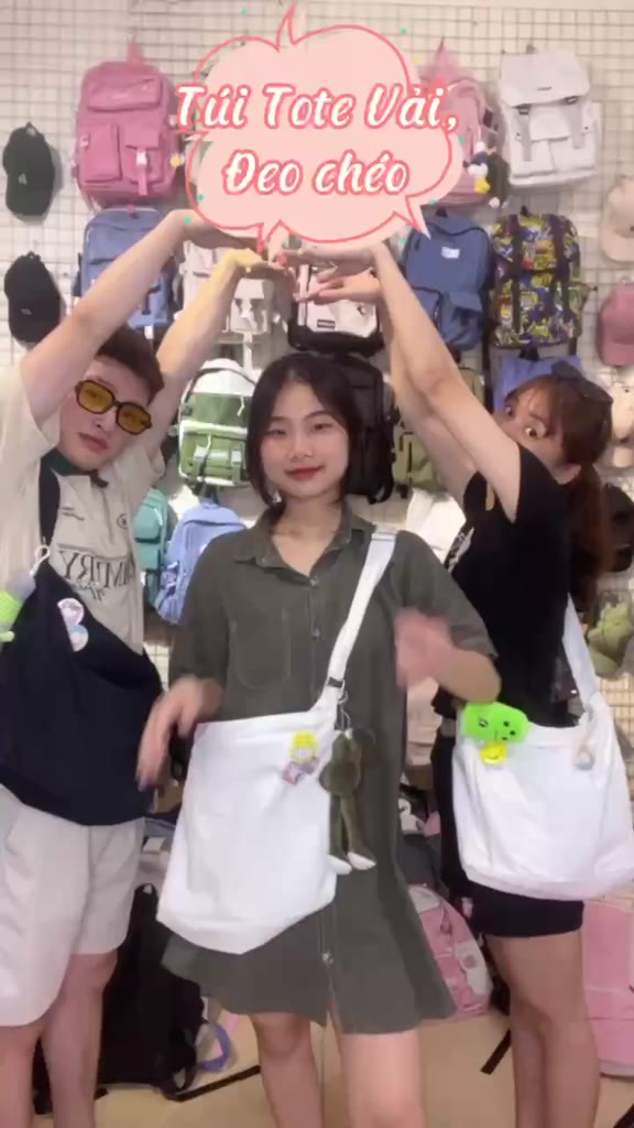 Túi tote vải canvas đeo chéo đựng đồ thời trang cho học sinh sinh viên trơn và in hình phong cách Hàn Quốc TC | BigBuy360 - bigbuy360.vn