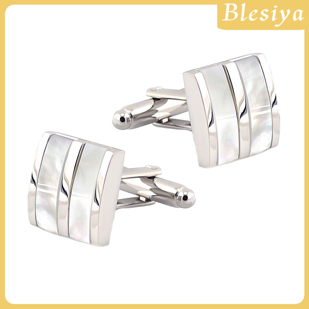 [Blesiya] Khuy Măng Sét Trắng Hình Chữ Nhật Thời Trang Cho Nam