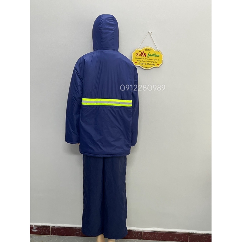 Đồ bảo hộ dùng trong kho đông lạnh -25 độ có gắn phản quang mặc siêu ấm_ Hình chụp thật