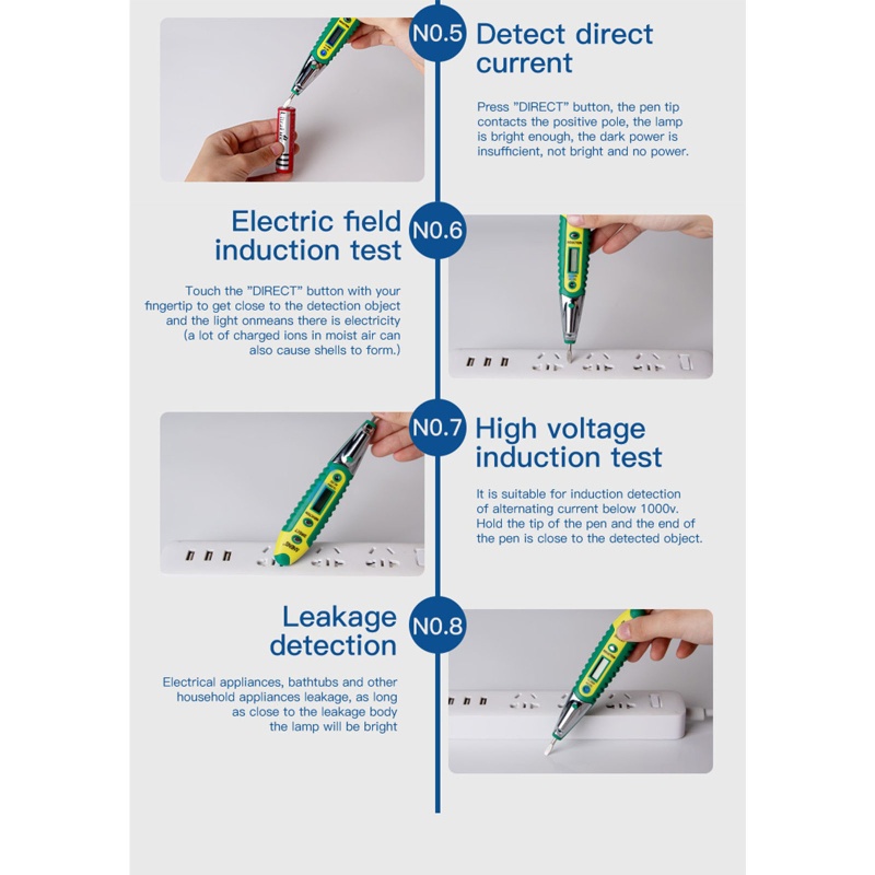 Bút Thử Điện AC / for DC 12-250V Màn Hình Lcd Chuyên Dụng Cho Thợ Điện
