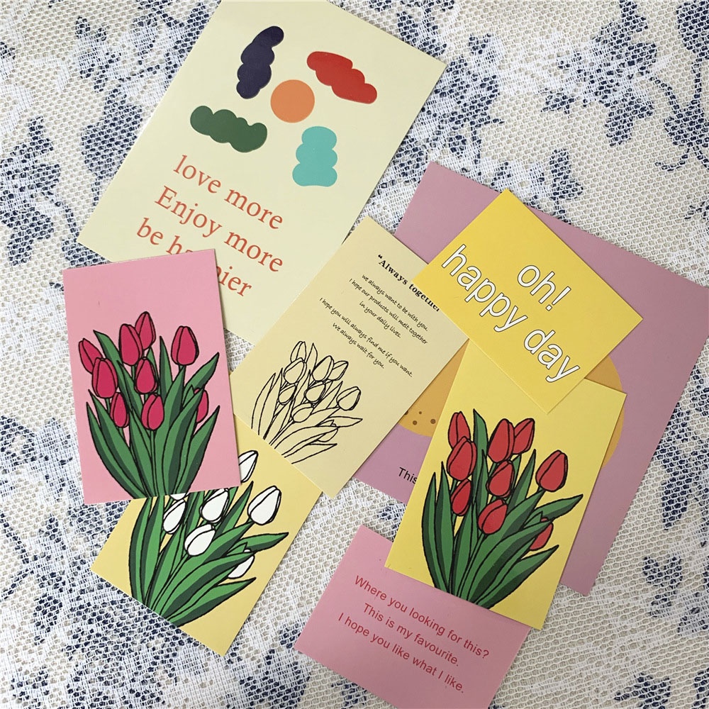 Set 8 Thẻ Bưu Thiếp Hình Hoa Tulip Độc Đáo