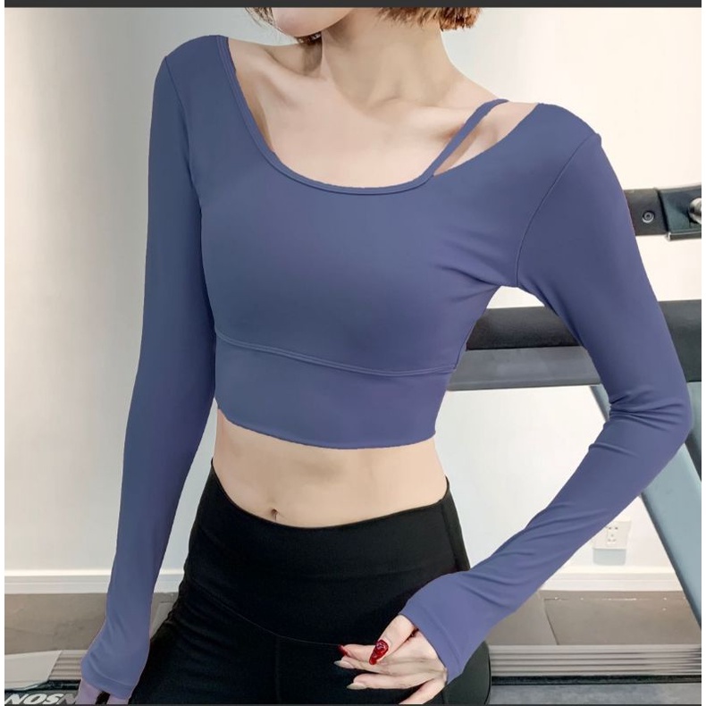 áo croptop thể thao tập gym yoga nữ dài tay rv