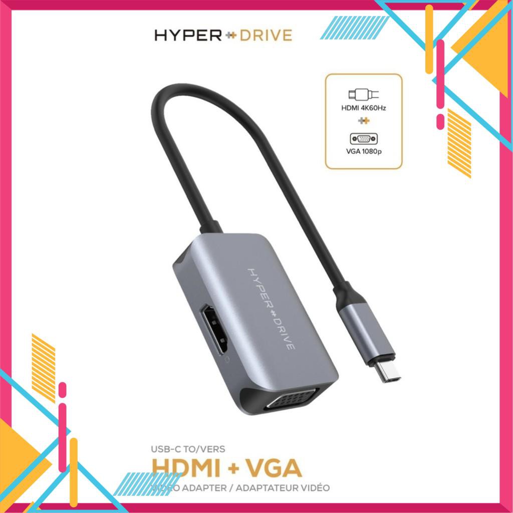 Cổng Chuyển HYPERDRIVE Type C To HDMI/VGA 4K 2 IN 1 [Freeship 10k]