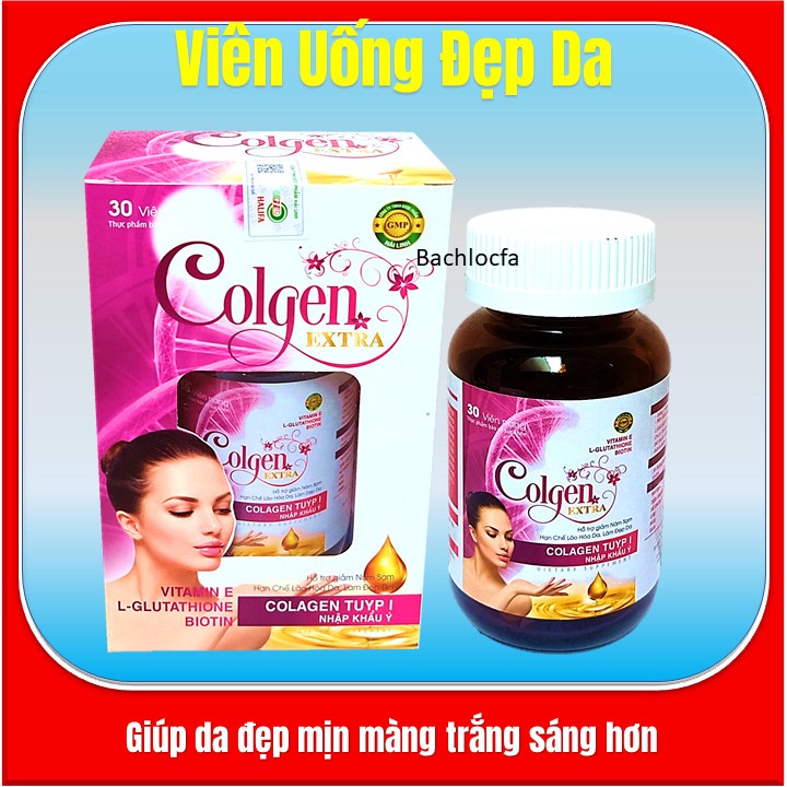 Viên Uống Đẹp Da Colgen Extra- Thành Phần Maca, Glutathione 400mg, Collagen Tuyp I Nhập Khẩu Ý- Hộp 30 viên-Hồng