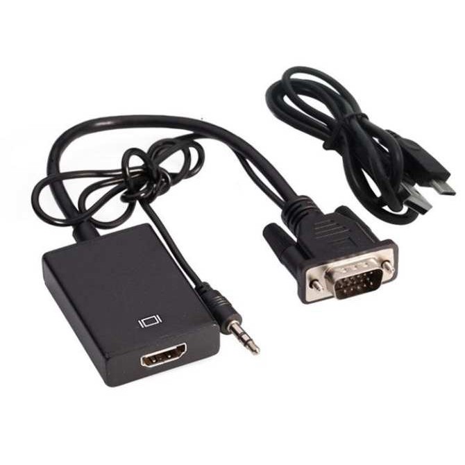 Bộ cáp chuyển đổi tín hiệu từ VGA sang HDMI có âm thanh + dây cáp Micro USB FULL HD 1080P (dài 20cm) -dc2851