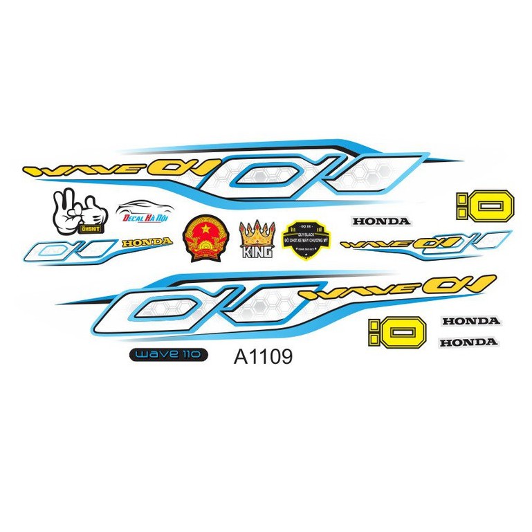 Tem xe máy WAVE ALPHA 110 ( Đời 2017 - 2021 ) Nhiều lựa chọn màu sắc - Tem chế 3 lớp cao cấp
