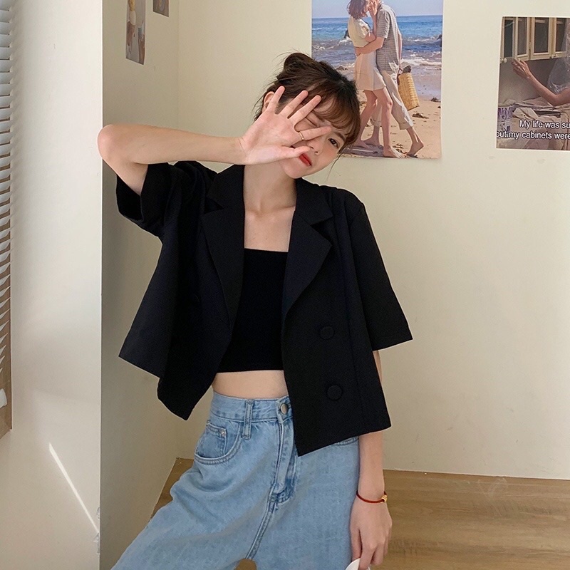 Set vest croptop, áo kiểu gile nữ tặng kèm áo ống - 25 Store