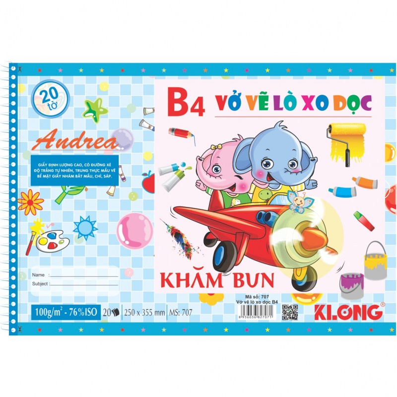 Vở vẽ lò xo B4 - 20 tờ K:ONG MS: 707