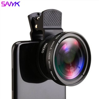 Sanyk 0,45x Ống kính góc rộng Ống kính điện thoại 2 trong 1 Kẹp ống kính Ống kính Macro Ống kính máy ảnh Ống kính HD