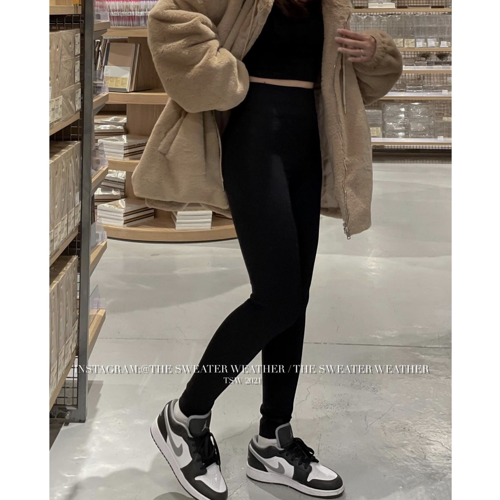 (Ảnh thật) Quần legging đen cạp cao gen bụng chất dày full túi giấy Mu ji kiểu dáng Hàn Quốc - Dorita Boutique