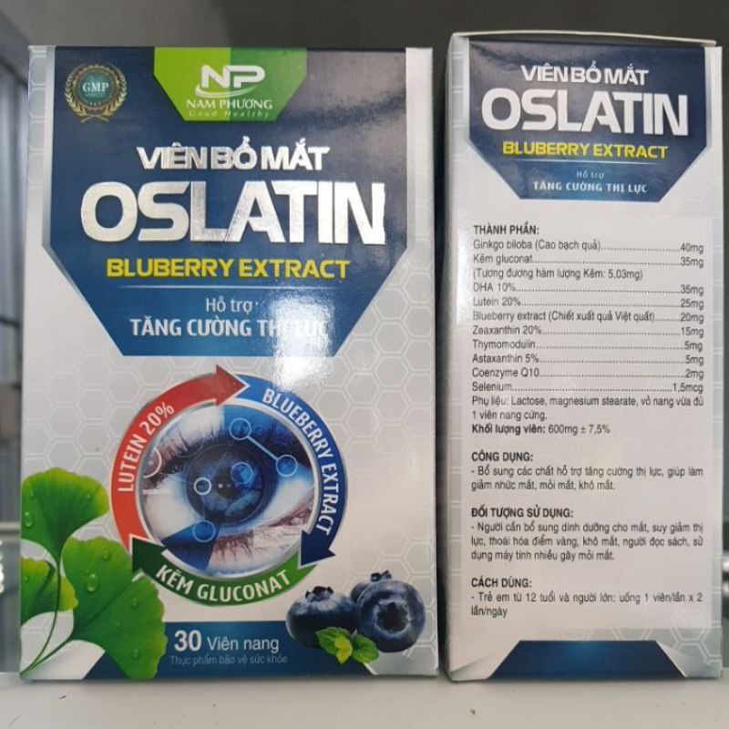 Viên Bổ Mắt Oslatin - Hỗ trợ tăng cường thị lực, giúp làm giảm nhức mắt, mỏi mắt, khô mắt.