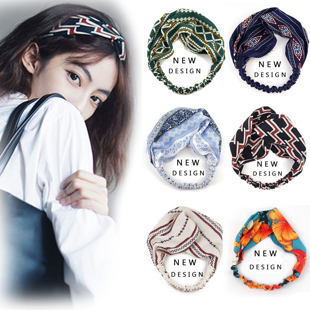 Băng Đô Turban Thắt Nút Họa Tiết Hoa Phong Cách Boho Thời Trang Cho Nữ
