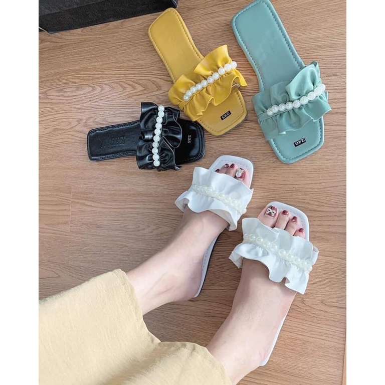 Dép nữ quai ngang bèo nhún đính ngọc đẹp hot