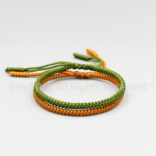 Combo 2 Vòng Tay Thắt Dây Phong Cách Tibet (Vàng Cam Sậm & Xanh Lá), Vòng Tay Phong Thuỷ, Chuỗi Hạt S50 - Bead Art