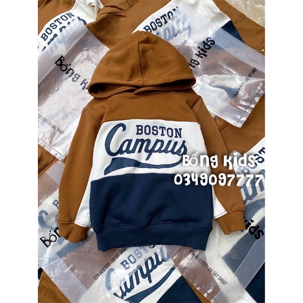 Áo Nỉ Hoodie Bé Trai Campus Phối Màu Nâu HaM