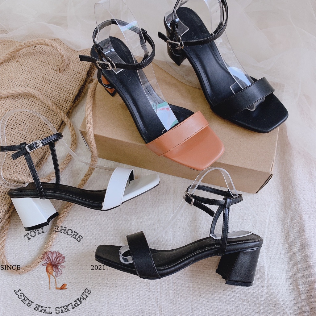 GIÀY CAO GÓT THỜI TRANG TOTIIE SHOES - SANDAL NỮ KHÓA CÀI - GUỐC NỮ 5 PHÂN QUAI MẢNH - SANDAL CAO GÓT ĐẾ VUÔNG G2012150