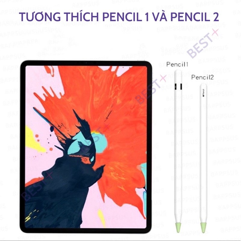 Vỏ Bọc / Ốp Bảo Vệ Silicone Đầu Ngòi Bút Apple Pencil 1 2 Chống Mòn, Chống Trượt, Hỗ Trợ Vẽ Paperlike