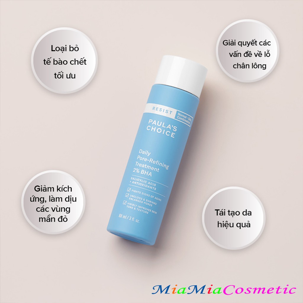 Tẩy Da Chết 2% BHA Paula's Choice Tẩy Tế Bào Chết PAULA CHOICE RESIST DAILY PORE-REFINING TREATMENT Thu Nhỏ Lỗ Chân Lông