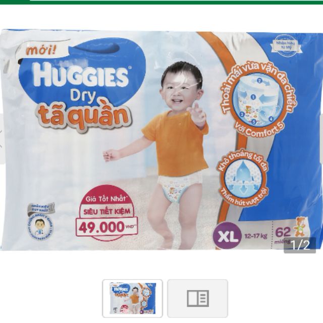 Tã quần Huggies XL 62 miếng