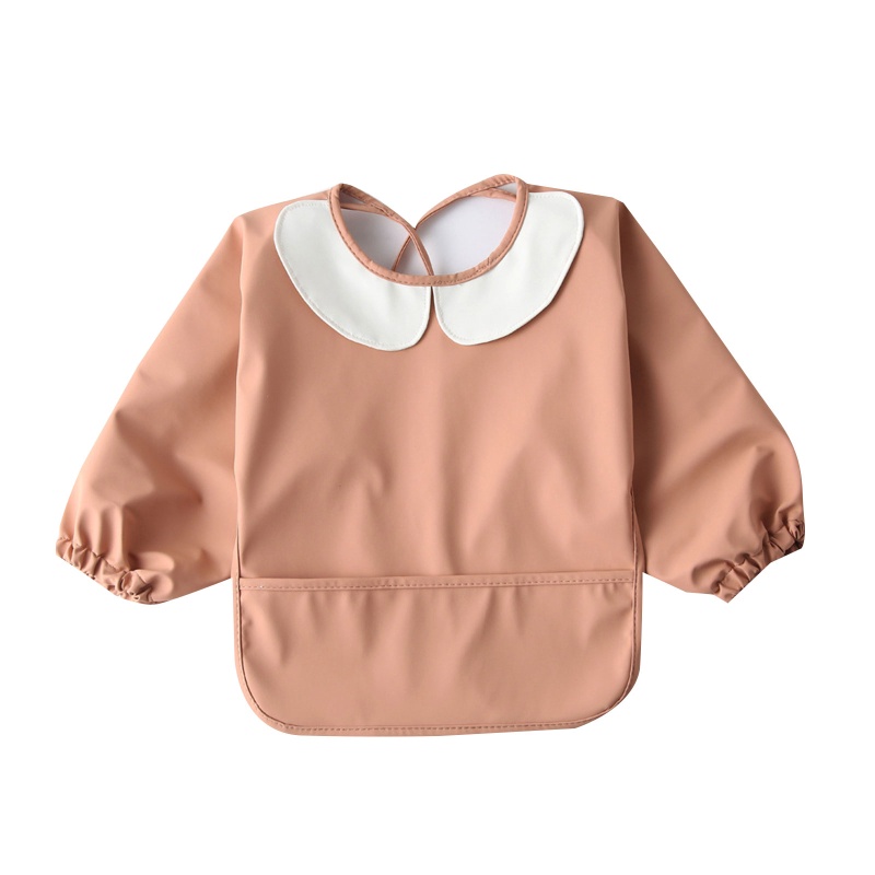 Yếm Ăn Tay Dài Chống Thấm Nước Kèm Túi Đựng Thức Ăn Tiện Dụng Cho Bé Sơ Sinh