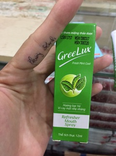 Xịt thơm miệng Greelux ( Có ảnh thật chụp date)