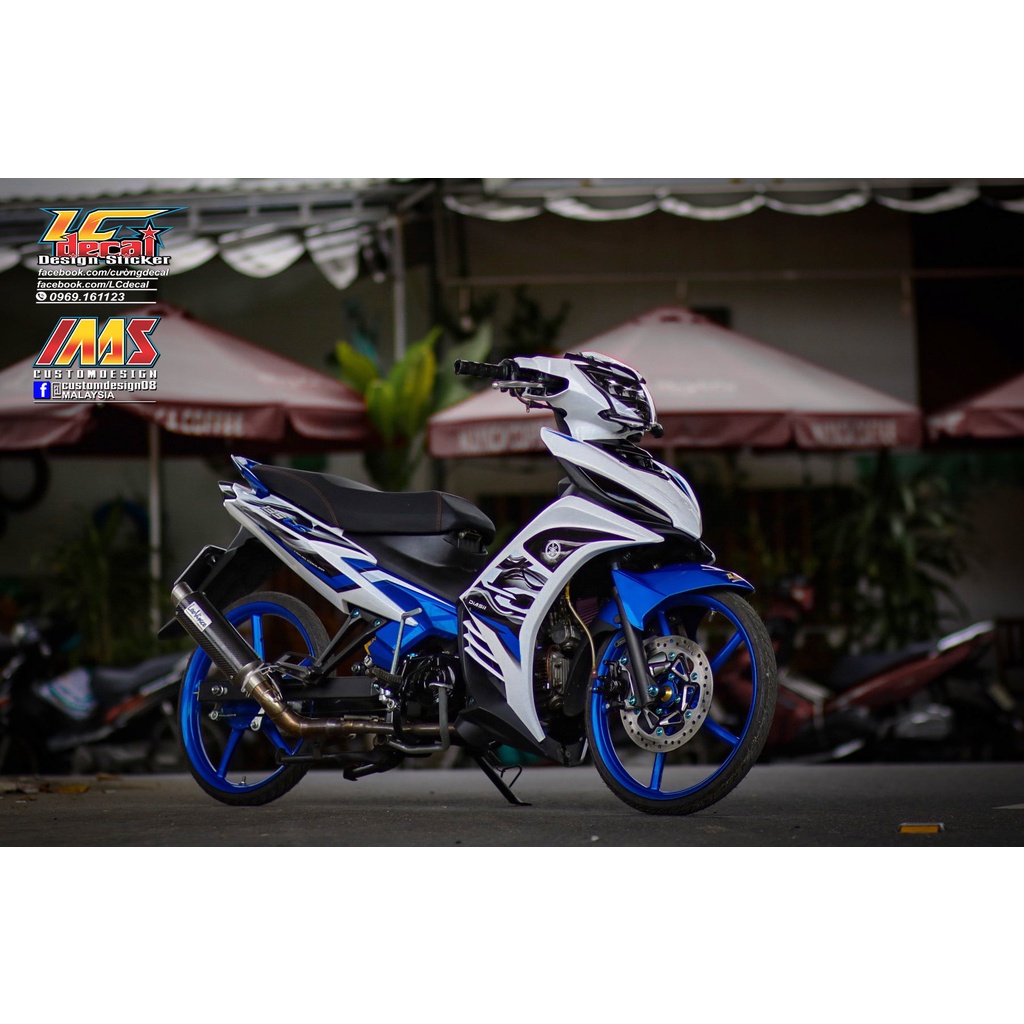Tem Rời Dán Xe Exciter 135 2011 Mẫu LC Zin 2020 Trắng Xanh Cực Đẹp, Hàng 3 Lớp Chất Lượng Cao