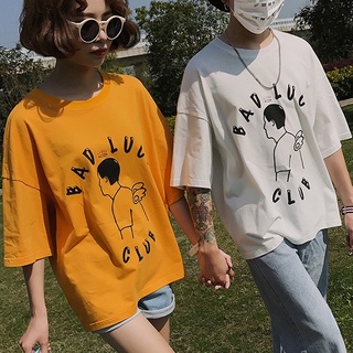 Áo Thun Nữ Tay Lỡ Unisex In chữ BAD LUCK CLUB DLX