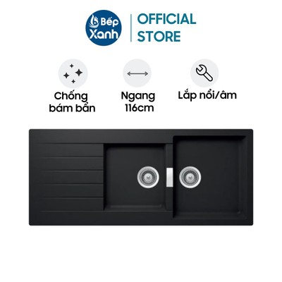 [FREESHIP HCM] Chậu Rửa Chén Đá Hafele HS19-GED2S80 (Màu Đen/Kem/Xám) - Ngang 116cm - Nhập Khẩu Đức
