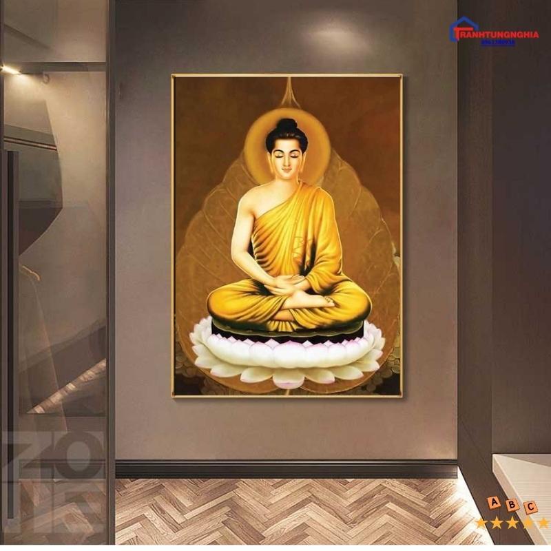 Tranh đính đá, tranh thêu chữ thập phật thích ca mâu ni