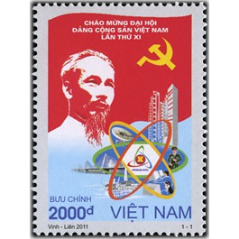 Tem sưu tập MS 1002 Chào mừng Đại hội Đảng Cộng sản Việt Nam lần thứ XI 2011