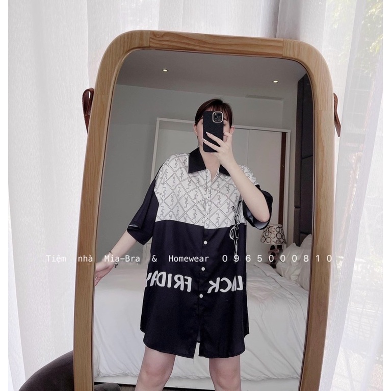 Váy ngủ lụa cao cấp hoạ tiết thương hiệu sang chảnh