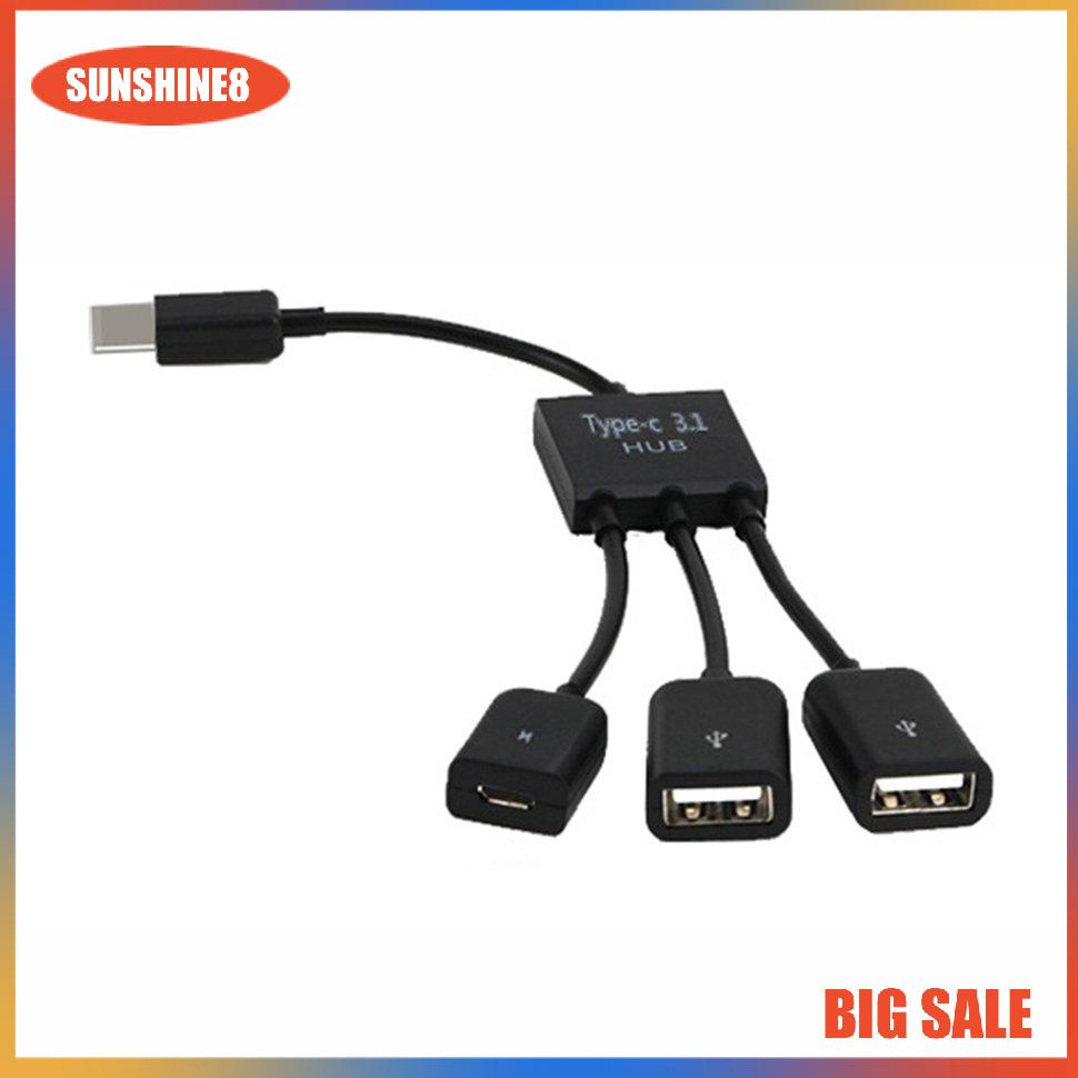 【SUN】Cáp mở rộng USB Hub Type-c 3 Dây mở rộng tương thích Cáp dữ liệu nhanh