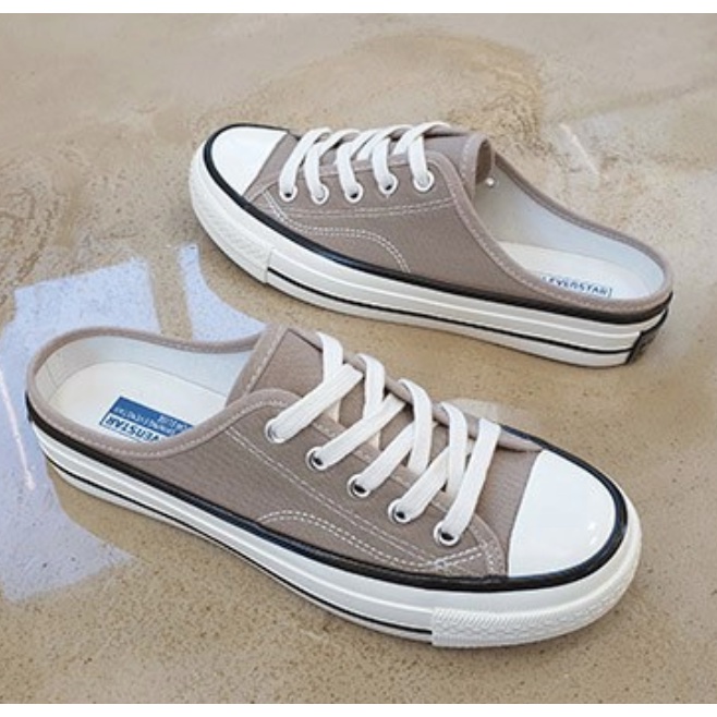 Giày sneaker đạp gót Hollibana Couple Canvas Mule order chính hãng Hàn Quốc