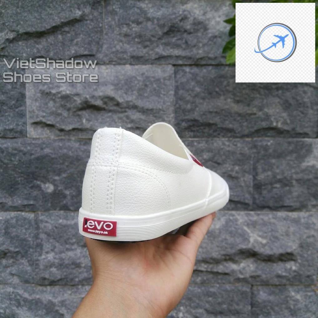 Slip on da - Giày lười da nam cao cấp thương hiệu LEYO - Da PU 3 màu đen, trắng và xanh navy - Mã SP A5192