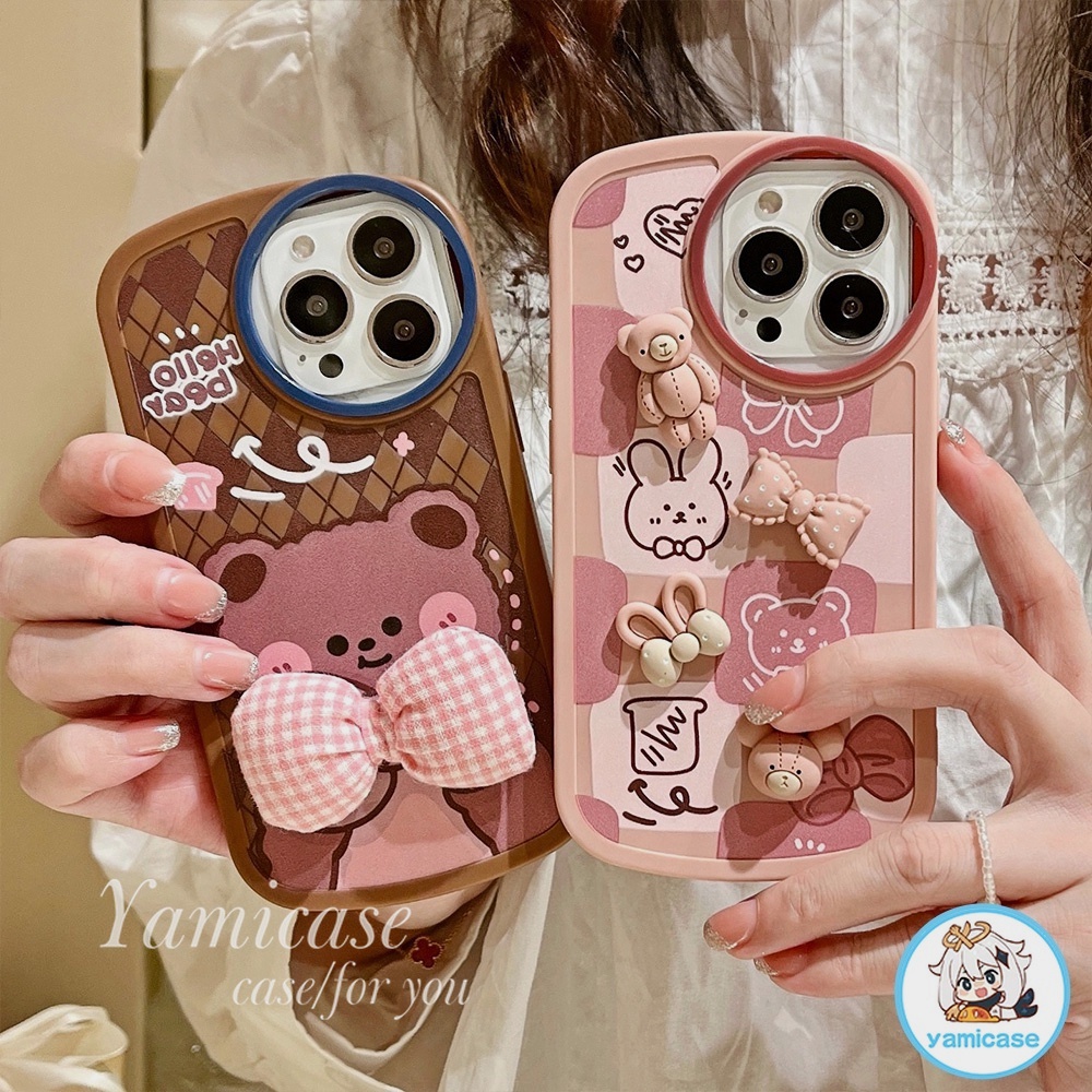 Ốp điện thoại tpu mềm họa tiết chú gấu hoạt hình 3d thắt nơ cho IPHONE 13 11 PRO MAX X XR 8 7 PLUS