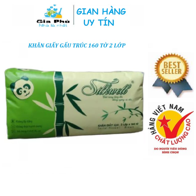 Khăn giấy lụa GẤU TRÚC 3 lớp 160 tờ SILKWELL GIA PHÚ