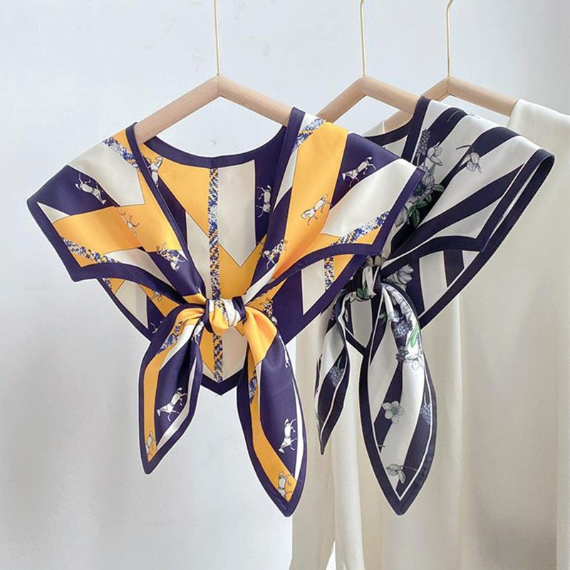 Khăn Choàng Lụa Satin In Hình Tam Giác Thời Trang