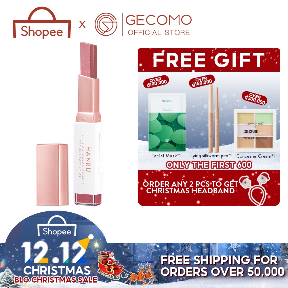 GECOMO Eyeshadow Stick 2 in 1 Glitter Eye Shadow Pencil Long Lasting Waterproof Eye Make Up | BigBuy360 - bigbuy360.vn
